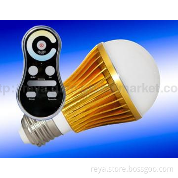 8W Cool&Warm White Dimmable LED Bulb with RF Controller-golden shell